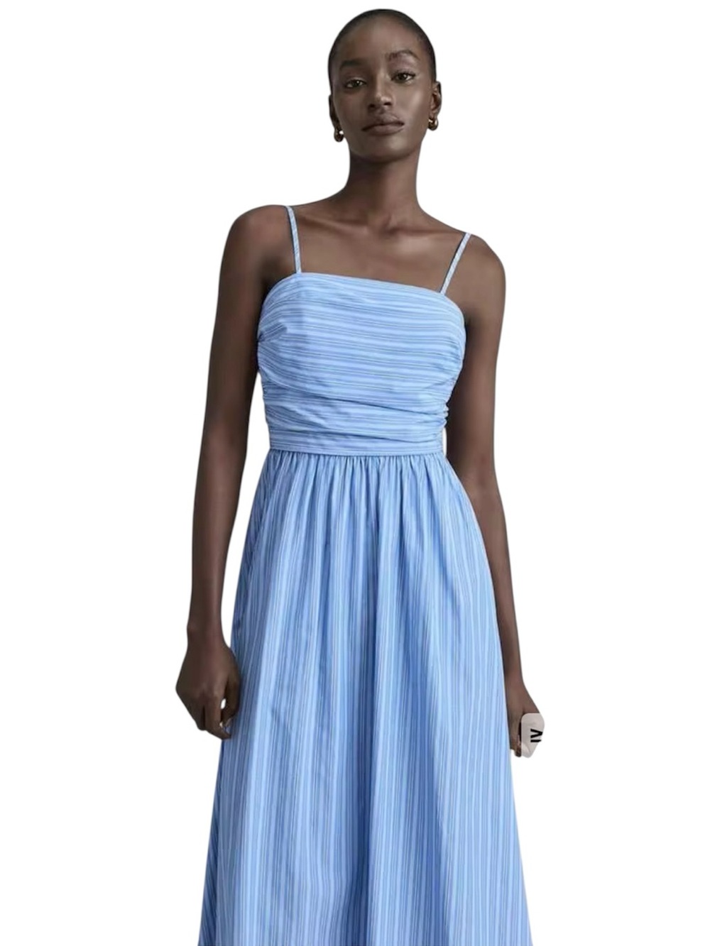 ONTRE Striped Light Blue Maxi Sundress with Spaghetti Straps - Picture 2 of 11